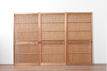 ヴィンテージ建具　昭和中期　透かし彫刻が目を引く夏戸3枚セット　(R-087454)