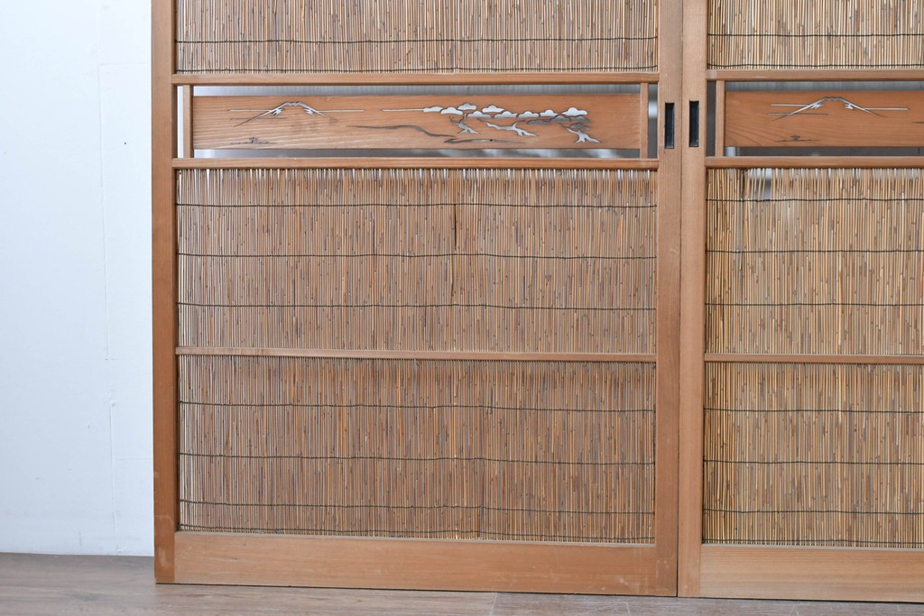 ヴィンテージ建具　昭和中期　透かし彫刻が目を引く夏戸3枚セット　(R-087454)