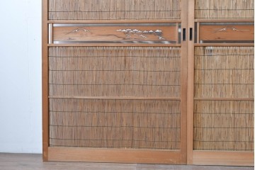 ヴィンテージ建具　昭和中期　透かし彫刻が目を引く夏戸3枚セット　(R-087454)