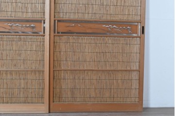 ヴィンテージ建具　昭和中期　透かし彫刻が目を引く夏戸3枚セット　(R-087454)