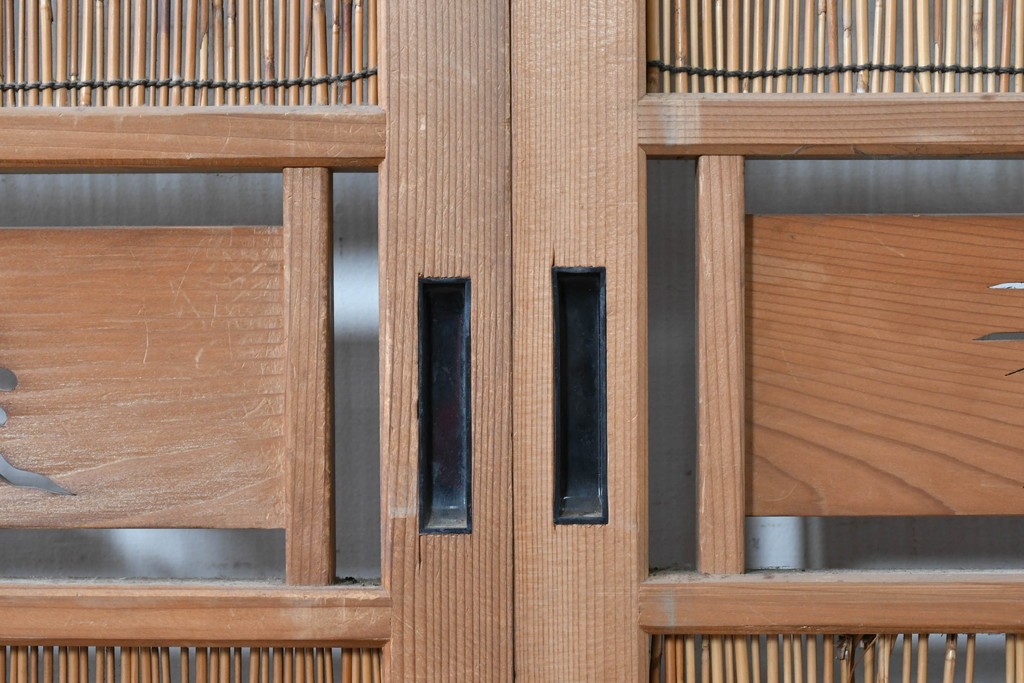 ヴィンテージ建具　昭和中期　透かし彫刻が目を引く夏戸3枚セット　(R-087454)