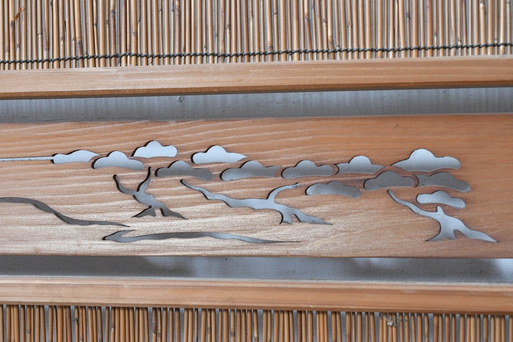 ヴィンテージ建具　昭和中期　透かし彫刻が目を引く夏戸3枚セット　(R-087454)
