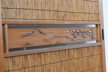 ヴィンテージ建具　昭和中期　透かし彫刻が目を引く夏戸3枚セット　(R-087454)