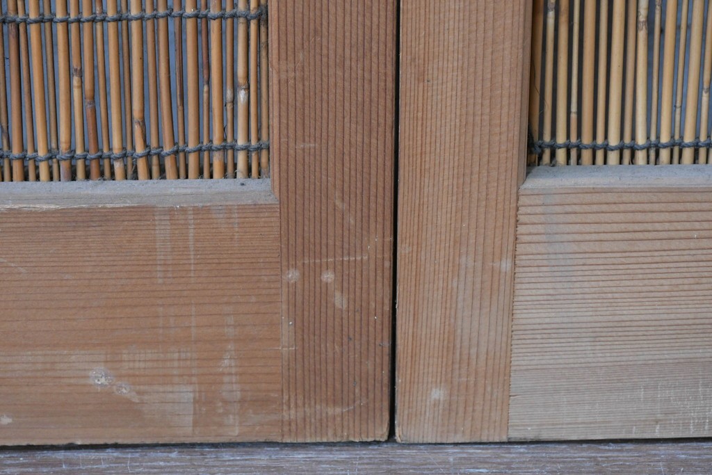 ヴィンテージ建具　昭和中期　透かし彫刻が目を引く夏戸3枚セット　(R-087454)