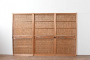 ヴィンテージ建具　昭和中期　透かし彫刻が目を引く夏戸3枚セット　(R-087454)