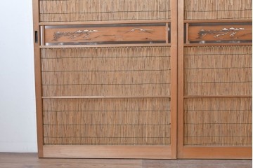 ヴィンテージ建具　昭和中期　透かし彫刻が目を引く夏戸3枚セット　(R-087454)