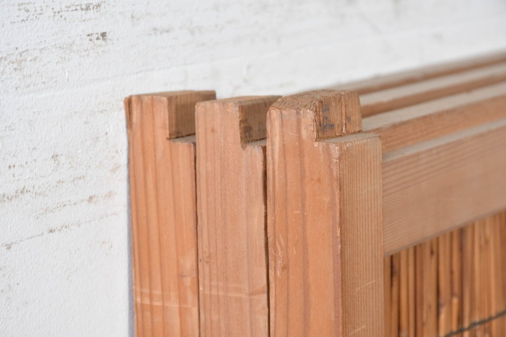 ヴィンテージ建具　昭和中期　透かし彫刻が目を引く夏戸3枚セット　(R-087454)