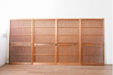 ヴィンテージ建具　昭和中期　透かし彫刻が目を引く夏戸4枚セット　(R-087455)