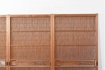 ヴィンテージ建具　昭和中期　透かし彫刻が目を引く夏戸4枚セット　(R-087455)