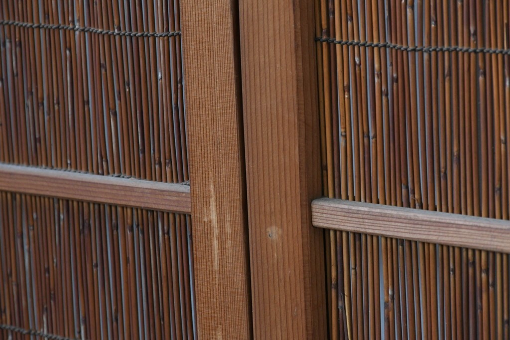 ヴィンテージ建具　昭和中期　透かし彫刻が目を引く夏戸4枚セット　(R-087455)