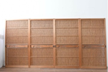 ヴィンテージ建具　昭和中期　透かし彫刻が目を引く夏戸4枚セット　(R-087455)