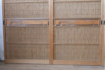 ヴィンテージ建具　昭和中期　透かし彫刻が目を引く夏戸4枚セット　(R-087455)