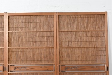ヴィンテージ建具　昭和中期　透かし彫刻が目を引く夏戸4枚セット　(R-087455)