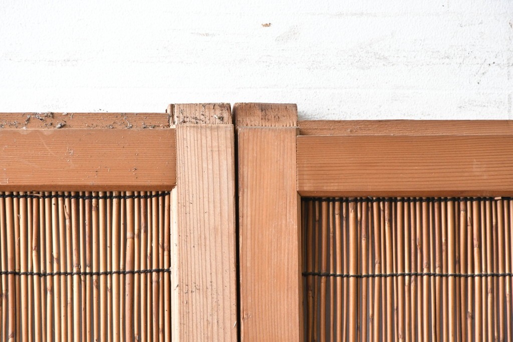 ヴィンテージ建具　昭和中期　透かし彫刻が目を引く夏戸4枚セット　(R-087455)