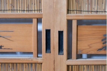 ヴィンテージ建具　昭和中期　透かし彫刻が目を引く夏戸4枚セット　(R-087455)