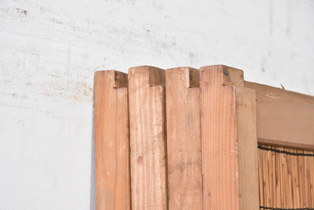 ヴィンテージ建具　昭和中期　透かし彫刻が目を引く夏戸4枚セット　(R-087455)