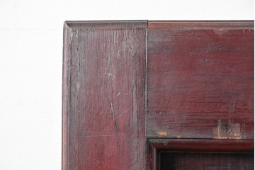 アンティーク建具　明治から大正期　深みのある色合いの小さな狐格子くぐり戸1枚　(R-087456)