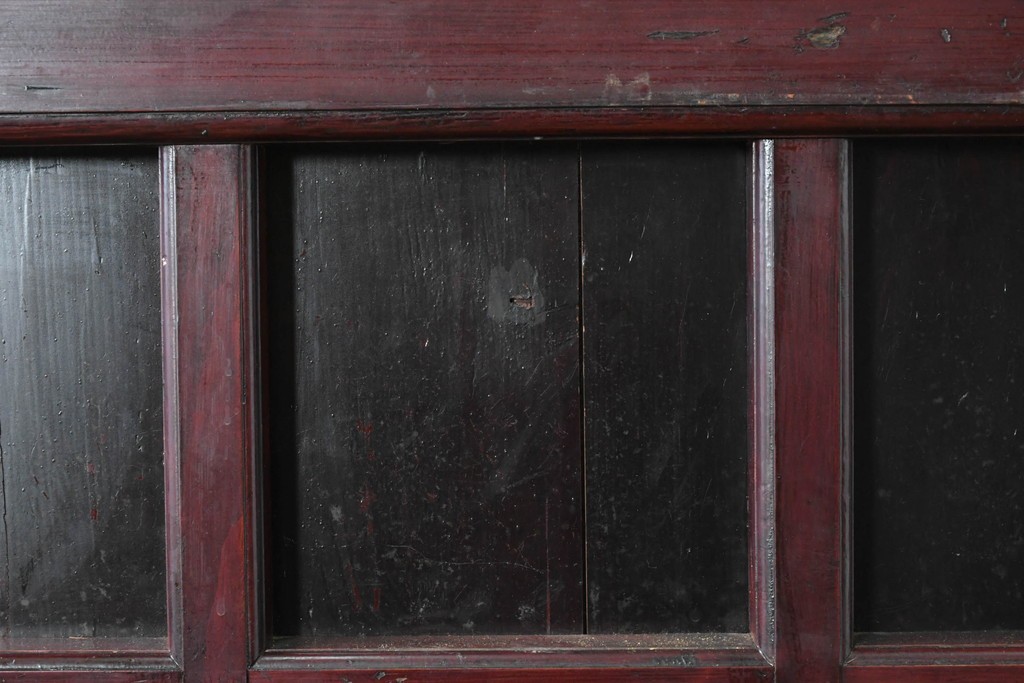 アンティーク建具　明治から大正期　深みのある色合いの小さな狐格子くぐり戸1枚　(R-087456)