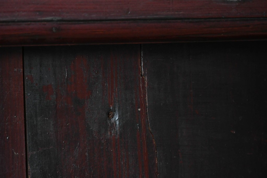 アンティーク建具　明治から大正期　深みのある色合いの小さな狐格子くぐり戸1枚　(R-087456)