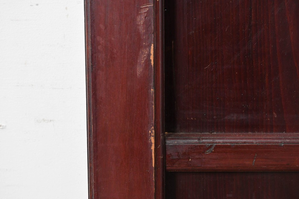 アンティーク建具　明治から大正期　深みのある色合いの小さな狐格子くぐり戸1枚　(R-087456)