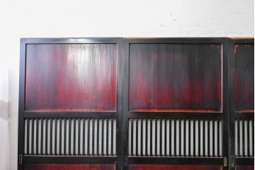 アンティーク建具　明治から大正期　すすけた風合いが魅力の格子帯戸4枚セット　(R-087457)