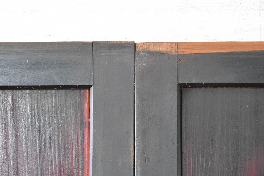 アンティーク建具　明治から大正期　すすけた風合いが魅力の格子帯戸4枚セット　(R-087457)