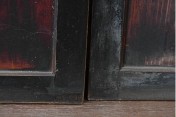 アンティーク建具　明治から大正期　すすけた風合いが魅力の格子帯戸4枚セット　(R-087457)