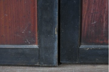 アンティーク建具　明治から大正期　すすけた風合いが魅力の格子帯戸4枚セット　(R-087457)