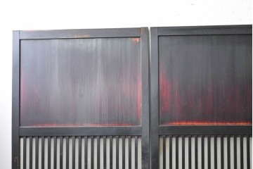 アンティーク建具　明治から大正期　すすけた風合いが魅力の格子帯戸3枚セット　(R-087458)