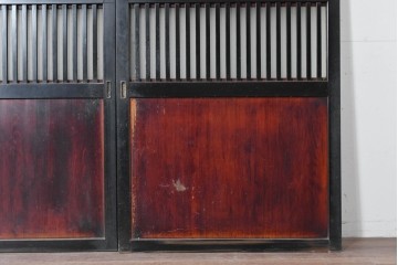 アンティーク建具　明治から大正期　すすけた風合いが魅力の格子帯戸3枚セット　(R-087458)