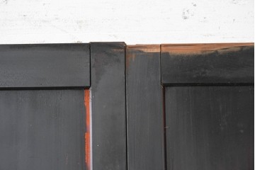 アンティーク建具　明治から大正期　すすけた風合いが魅力の格子帯戸3枚セット　(R-087458)