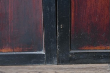 アンティーク建具　明治から大正期　すすけた風合いが魅力の格子帯戸3枚セット　(R-087458)