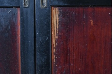 アンティーク建具　明治から大正期　すすけた風合いが魅力の格子帯戸3枚セット　(R-087458)