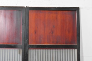 アンティーク建具　明治から大正期　すすけた風合いが魅力の格子帯戸3枚セット　(R-087458)