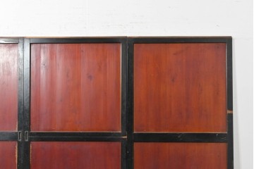 アンティーク建具　明治期　味わい深い木肌と黒框のコントラストが印象的な板戸4枚セット　(R-087459)