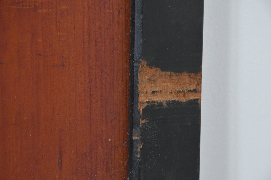 アンティーク建具　明治期　味わい深い木肌と黒框のコントラストが印象的な板戸4枚セット　(R-087459)