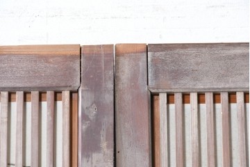 アンティーク建具　昭和初期　裏障子付き　すっきりとした細身の桟が美しい幅狭格子戸4枚セット　(R-087461)