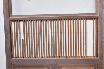 アンティーク建具　昭和初期　裏障子付き　すっきりとした細身の桟が美しい幅狭格子戸4枚セット　(R-087461)
