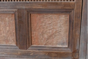 アンティーク建具　昭和初期　裏障子付き　すっきりとした細身の桟が美しい幅狭格子戸4枚セット　(R-087461)