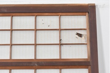 アンティーク建具　昭和初期　裏障子付き　すっきりとした細身の桟が美しい幅狭格子戸4枚セット　(R-087461)