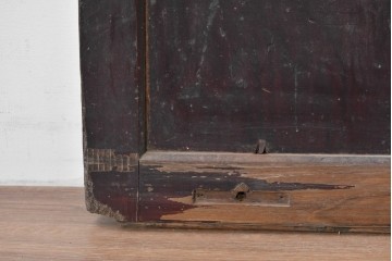 アンティーク建具　明治から大正期　栗材の力強い表情と格子意匠が美しい蔵戸1枚　(R-087464)