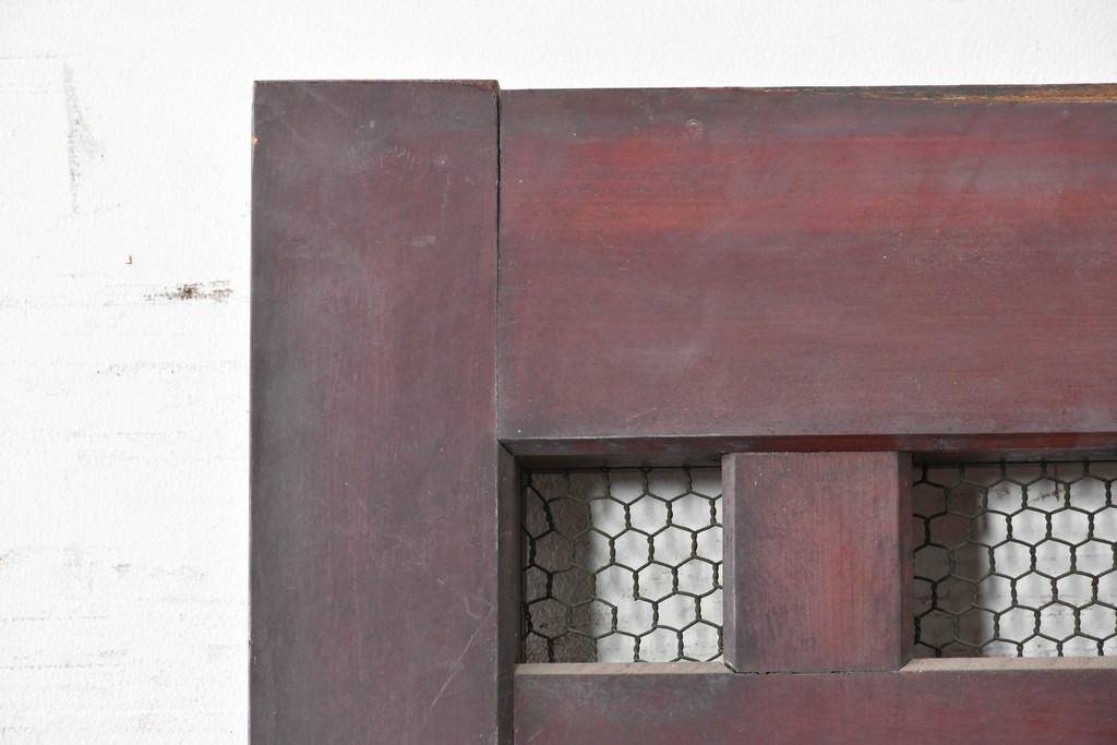 アンティーク建具　明治から大正期　狐格子が目を引く蔵戸1枚　(R-087466)