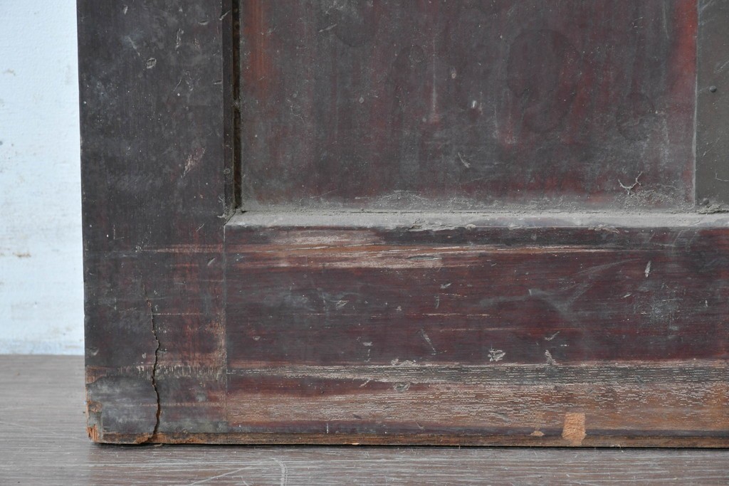 アンティーク建具　明治から大正期　狐格子が目を引く蔵戸1枚　(R-087466)