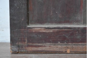 アンティーク建具　明治から大正期　狐格子が目を引く蔵戸1枚　(R-087466)