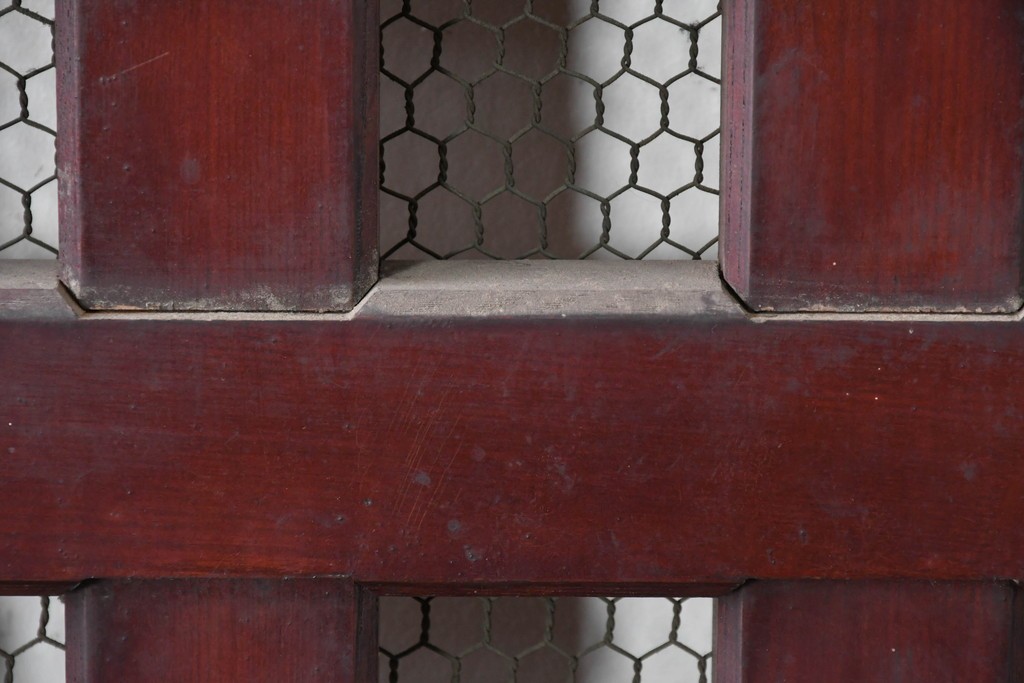 アンティーク建具　明治から大正期　狐格子が目を引く蔵戸1枚　(R-087466)