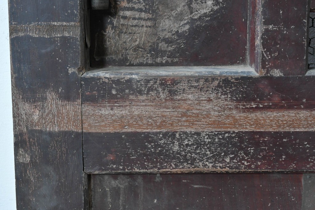 アンティーク建具　明治から大正期　狐格子が目を引く蔵戸1枚　(R-087466)