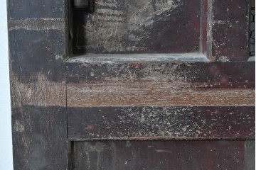 アンティーク建具　明治から大正期　狐格子が目を引く蔵戸1枚　(R-087466)