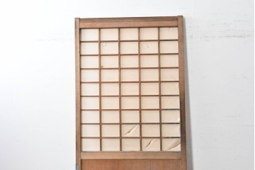 アンティーク建具　明治から大正期　素朴な格子が味わい深い障子蔵戸1枚　(R-087467)