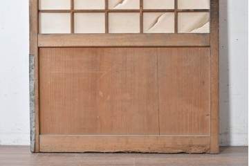 アンティーク建具　明治から大正期　素朴な格子が味わい深い障子蔵戸1枚　(R-087467)