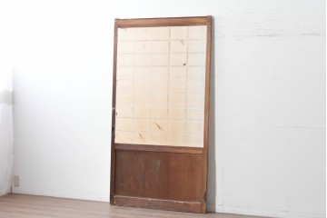 アンティーク建具　明治から大正期　素朴な格子が味わい深い障子蔵戸1枚　(R-087467)